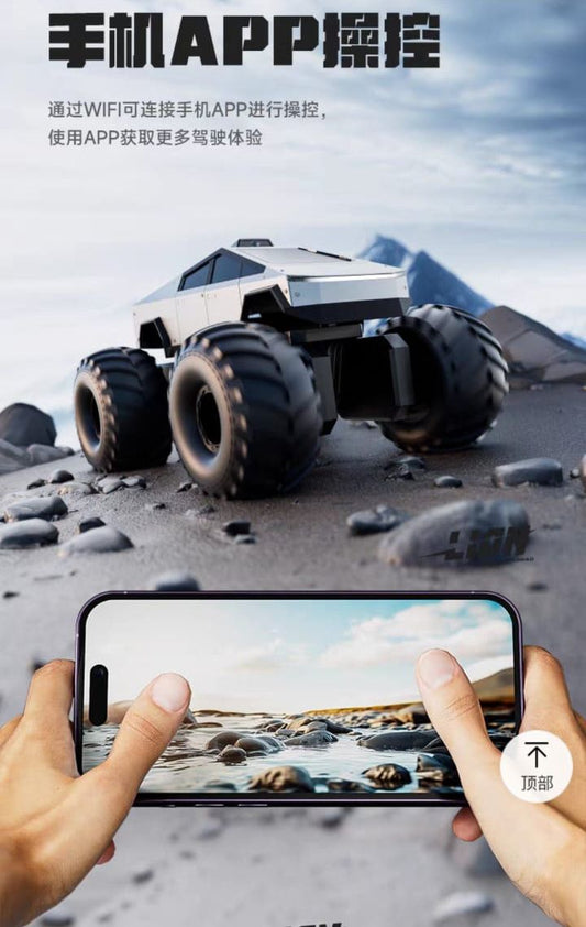 Camera RC 1:14 Tesla Cybertruck Remote Control Simulation High Speed Racing Car All-Terrain with Rechargeable 27Mhz Radio-Controlled Working Dazzling Lights